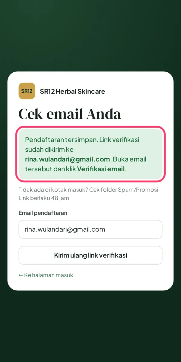 Buka email, klik "Verifikasi email"