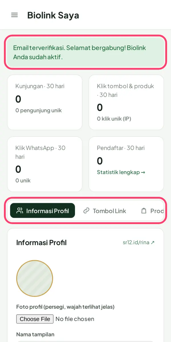 Selamat, akun sudah jadi!