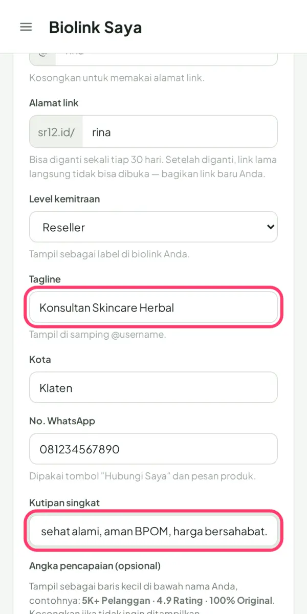 Tulis tagline & kutipan