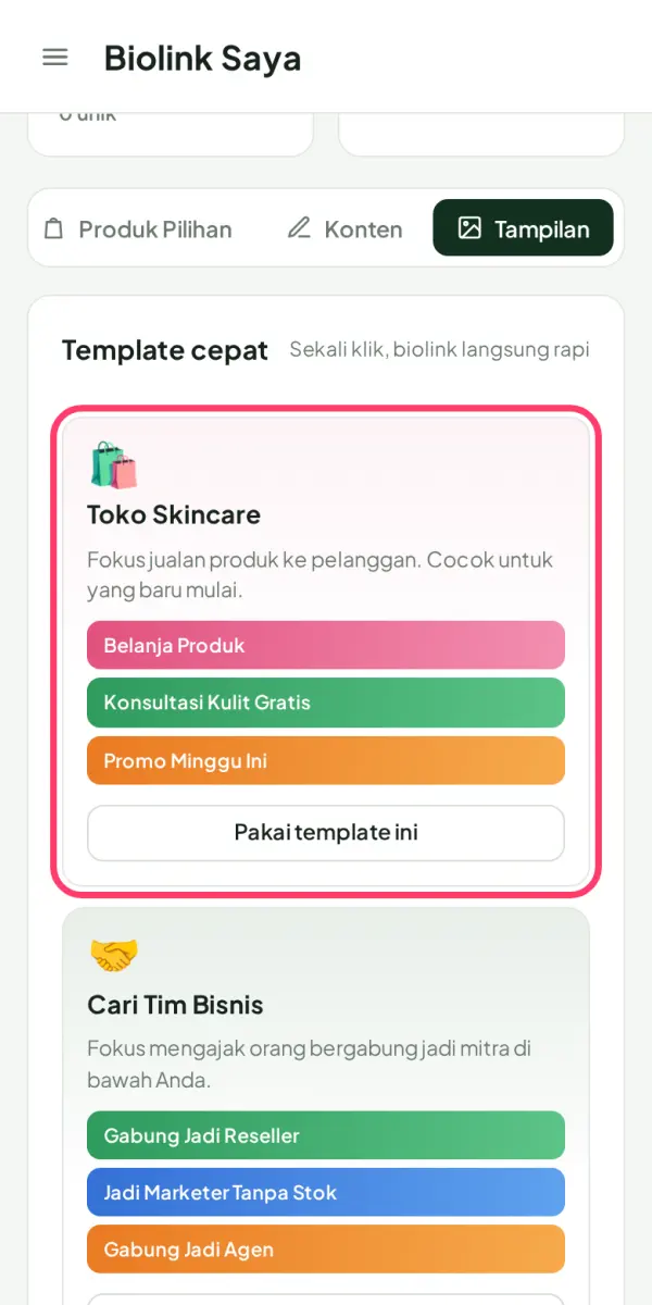 Pakai template, sekali klik langsung rapi