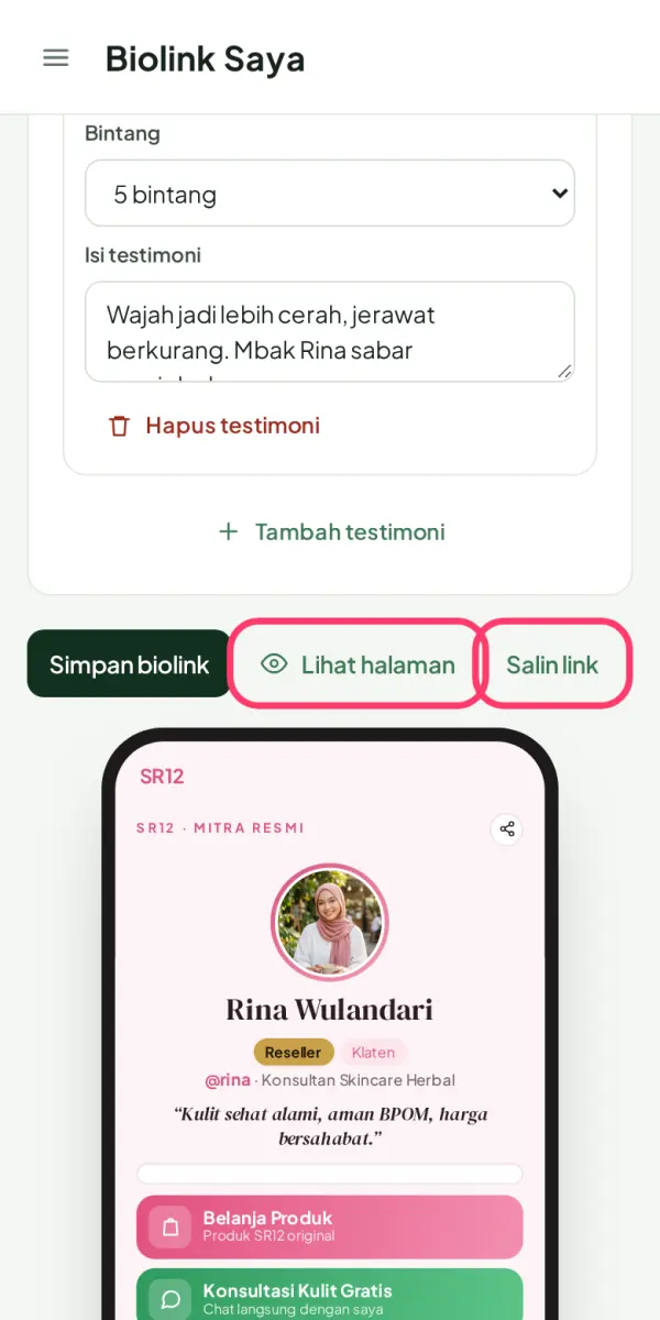 Lihat hasil & salin link